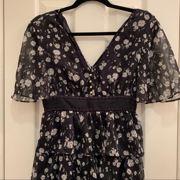 Daisy Print Tiered Maxi Dress Juicy Couture 🌼 Ethereal, Boho, Whimsical Springy - Picture 3 of 7